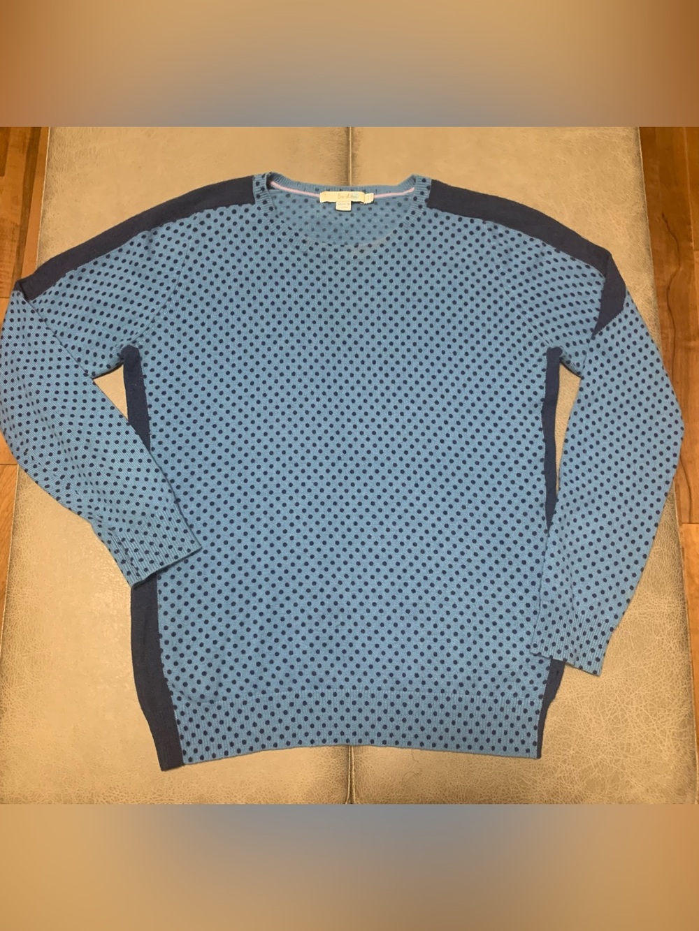 Boden Womens Blue Navy Soft 100% Cashmere Polka Dot Lightweight Sweater US 8